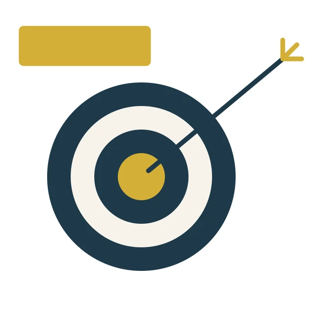 An arrow in the centre of a target.