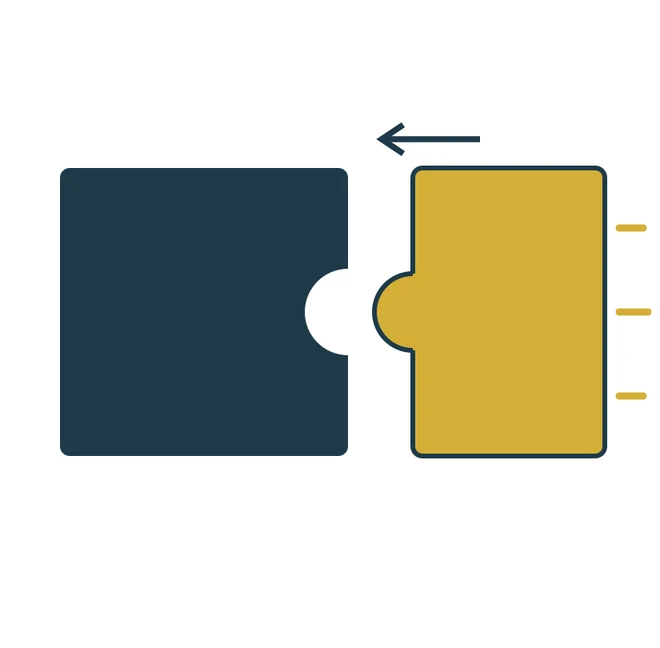 An acquired puzzle piece joining the core business.